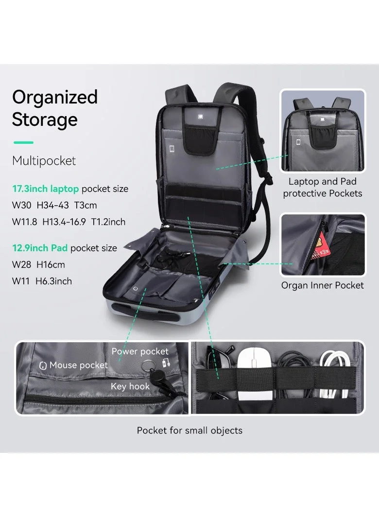 Mark Ryden  MARK RYDEN 7917 Backpack Silver - Organized Storage, Water-Resistant, Impact Resistant, USB Charging Port, Safety Lock, Ergonomic Design, Ideal for Business, Travel, and Daily Use  | Best Price UAE