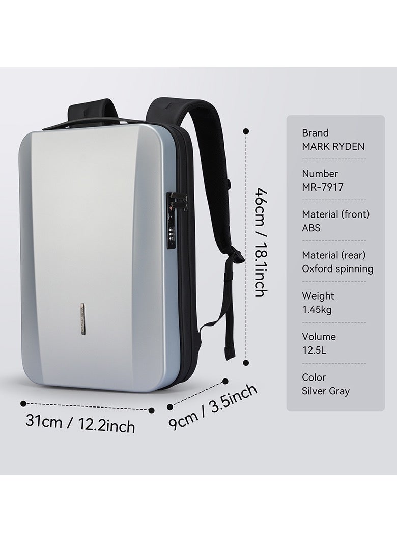 MARK RYDEN 7917 Backpack Silver - Organized Storage, Water-Resistant, Impact Resistant, USB Charging Port, Safety Lock, Ergonomic Design, Ideal for Business, Travel, and Daily Use - Image 4