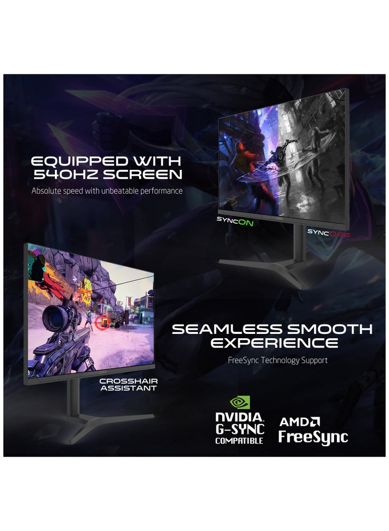 GAMEON 27-Inch Titan Pro X Series Black Gaming Monitor, 1920x1080p FHD Fast IPS Panel, 540Hz, 0.5ms, 2.1 HDMI, Freesync&Gsync, Crosshair assistant, Supports HDR, PS5, VRR GOTX27FHD540IPS Black - Image 4