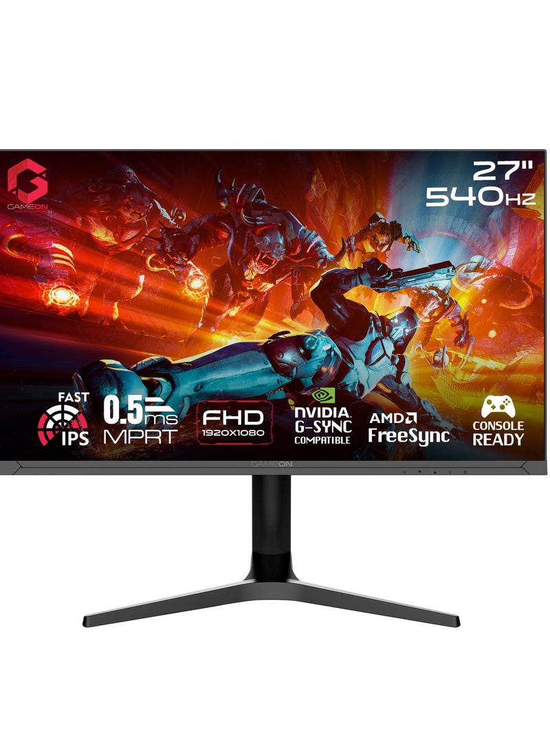 GAMEON 27-Inch Titan Pro X Series Black Gaming Monitor, 1920x1080p FHD Fast IPS Panel, 540Hz, 0.5ms, 2.1 HDMI, Freesync&Gsync, Crosshair assistant, Supports HDR, PS5, VRR GOTX27FHD540IPS Black - Image 1