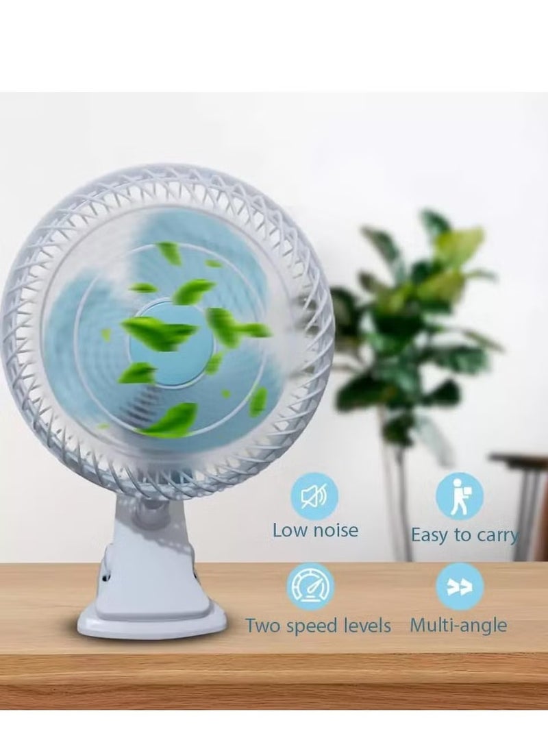 JAJEEK - Portable Desk Fan with 2-Speed Settings | Quiet Clip-On Table Fan with Oscillating & Tilt Design | Rotatable Wall Mount Mini Fan for Office, Home, Travel | Strong Airflow Hanging Fan for Desktop & Personal Use - Image 1