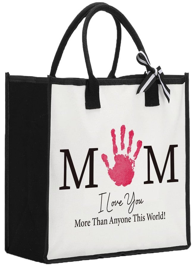 AACQQ Mother's Day Gifts for Mom from Daughter Son Appreciation Thank You Gifts for Mom Grandma Mama Handprint Diy Kit Tote Bags Christmas Birthday Gift Tote Bags for Women Gigi Grandma - Image 1