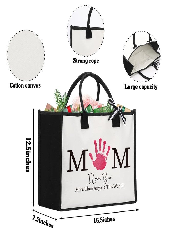 AACQQ Mother's Day Gifts for Mom from Daughter Son Appreciation Thank You Gifts for Mom Grandma Mama Handprint Diy Kit Tote Bags Christmas Birthday Gift Tote Bags for Women Gigi Grandma - Image 3