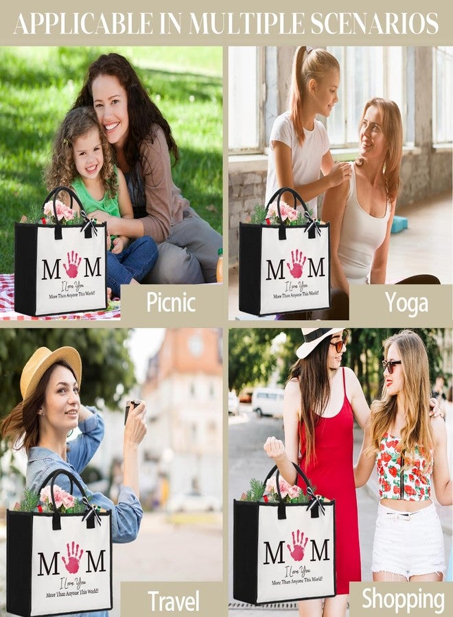 AACQQ Mother's Day Gifts for Mom from Daughter Son Appreciation Thank You Gifts for Mom Grandma Mama Handprint Diy Kit Tote Bags Christmas Birthday Gift Tote Bags for Women Gigi Grandma - Image 5