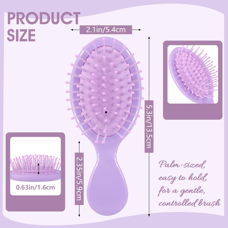 Phyyixs 24 Pcs Mini Detangling Hairbrush (2 Packs of 12), 12 Vibrant Colors Small Brush for Dry or Damp Hair, Portable Travel Hair Brush for Teens & Adults, Bulk Party Favors & Stocking Stuffers - Image 2