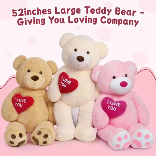 MaoGoLan Big Teddy Bear 4.3ft Stuffed Animal, I Love You Red Heart Giant Pink Teddy Bear Plush Toy, Large Stuffed Animal Gift for Girlfriend, Boyfriend, Kids - Image 5