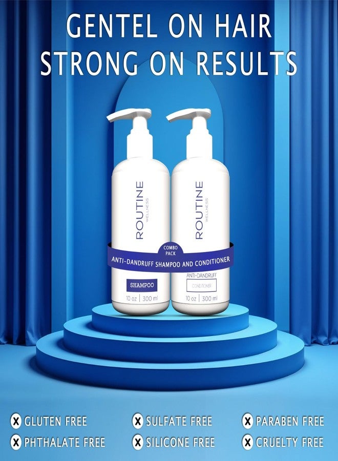 Routine Wellness Anti Dandruff Shampoo & Conditioner Combo Men, Women ScalpCare FlakeControl ItchRelief SulfateFree ParabenFree Herbal Cleanser DailyUse Unisex HairCare AllHairTypes Nourishing Formula 300 ml(Pack of 2) - Image 2