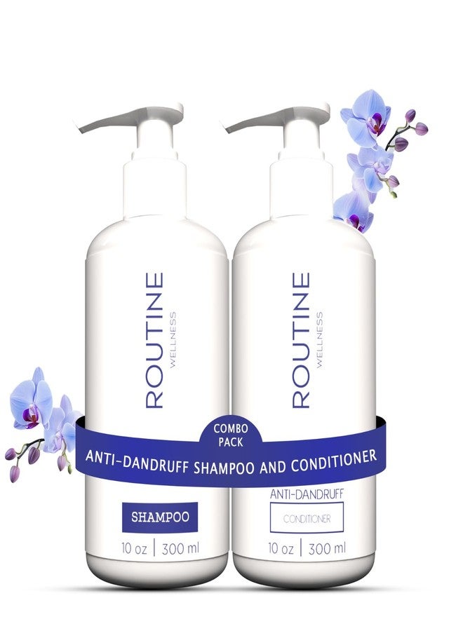 Routine Wellness Anti Dandruff Shampoo & Conditioner Combo Men, Women ScalpCare FlakeControl ItchRelief SulfateFree ParabenFree Herbal Cleanser DailyUse Unisex HairCare AllHairTypes Nourishing Formula 300 ml(Pack of 2) - Image 1