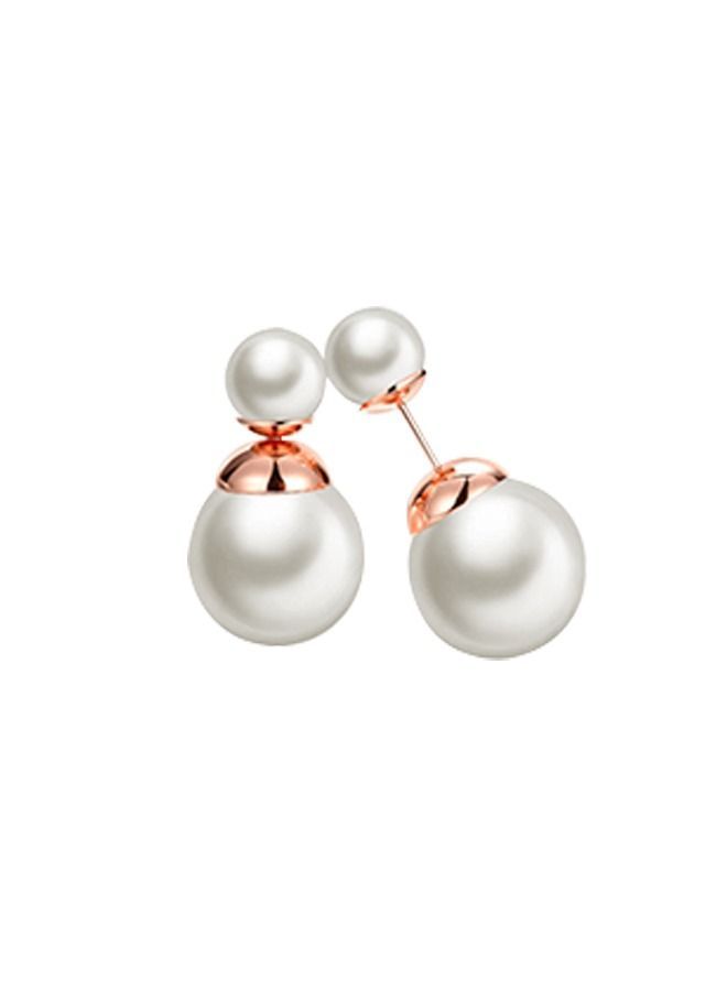 NIBEMINENT 925 Pearl Earrings Rose Gold  - Image 1