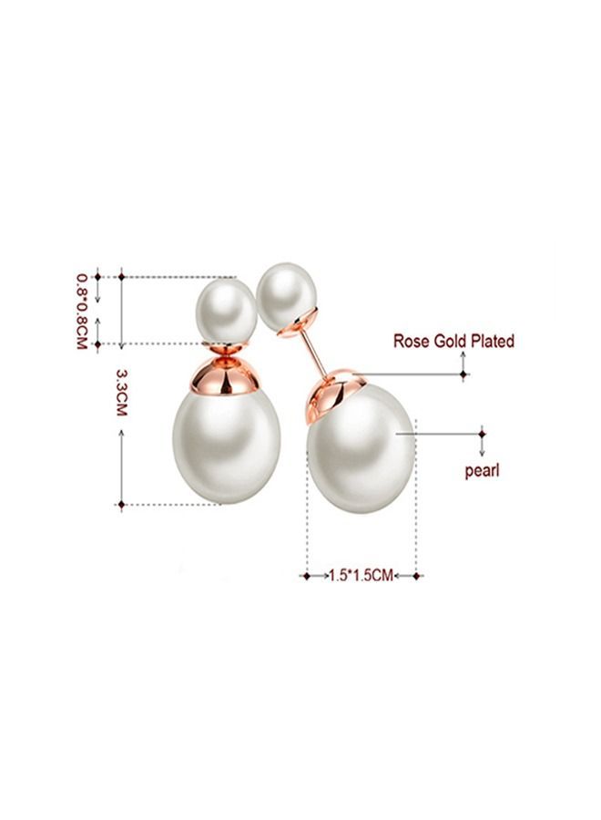 NIBEMINENT 925 Pearl Earrings Rose Gold  - Image 4