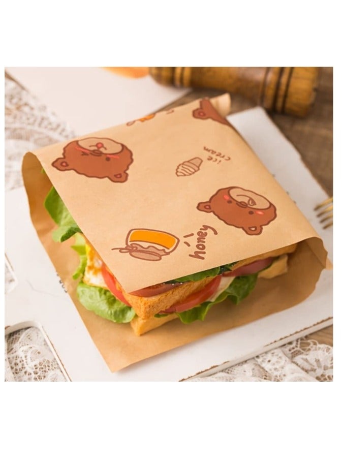OASIS-TH 100 Sheets Greaseproof Paper, Baking Wrapping Paper Food Wrapping Paper, Food Basket Liners Paper Deli Paper for Breads French Fries Sandwiches Pizza Burgers Hot Dogs 20X20CM  - Image 1