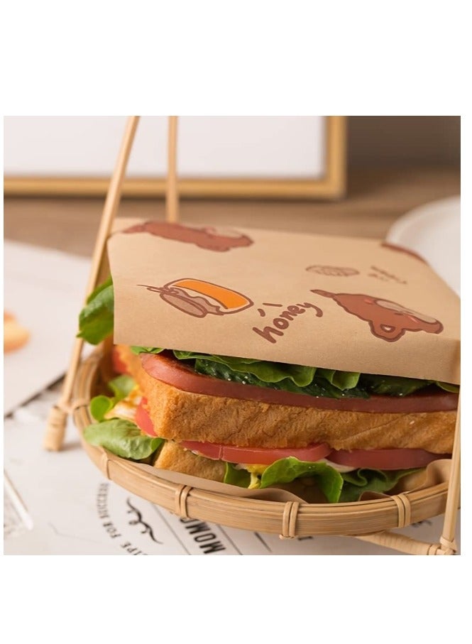 OASIS-TH 100 Sheets Greaseproof Paper, Baking Wrapping Paper Food Wrapping Paper, Food Basket Liners Paper Deli Paper for Breads French Fries Sandwiches Pizza Burgers Hot Dogs 20X20CM  - Image 3