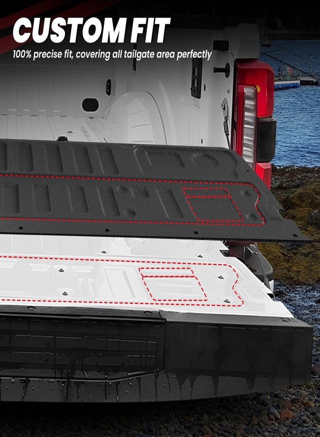 LASFIT سجادة باب خلفي للشاحنة من LASFIT لسيارات فورد سوبر ديوتي F250 وF350 وF450 موديلات 2023 و2026 و2025 و2024 (لا تناسب الطرازات المزودة بدرجة اختيارية للباب الخلفي). بطانة باب خلفي من مادة TPE مقاومة لجميع الأحوال الجوية، قطعة واحدة، لون أسود. - Image 3