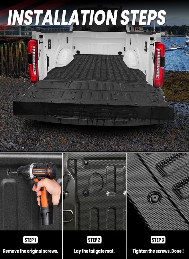LASFIT سجادة باب خلفي للشاحنة من LASFIT لسيارات فورد سوبر ديوتي F250 وF350 وF450 موديلات 2023 و2026 و2025 و2024 (لا تناسب الطرازات المزودة بدرجة اختيارية للباب الخلفي). بطانة باب خلفي من مادة TPE مقاومة لجميع الأحوال الجوية، قطعة واحدة، لون أسود. - Image 4