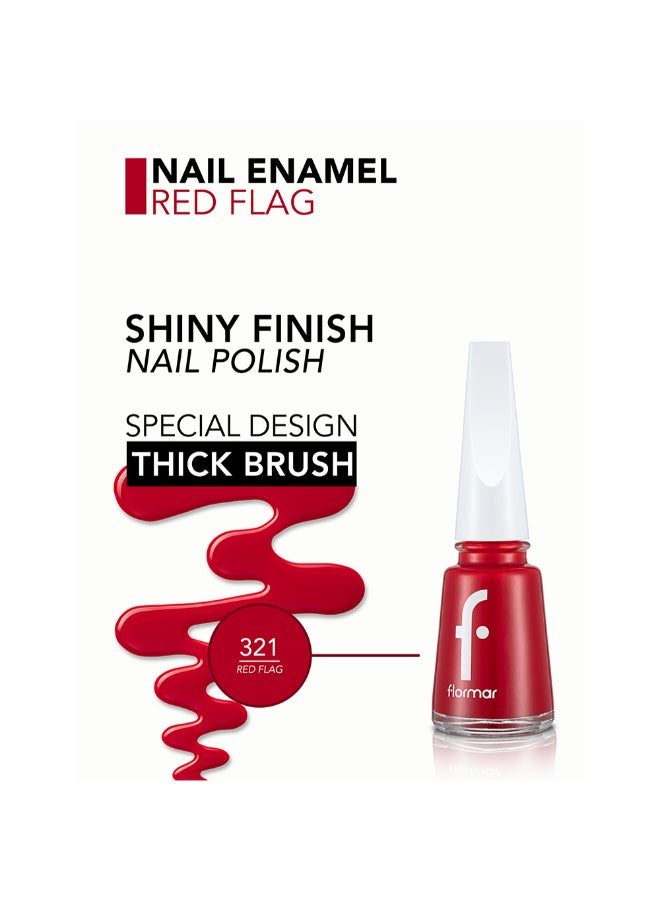 flormar Classic Nail Enamel With New Formula And Maxi Brush - 321 321 Red Flag - Image 4