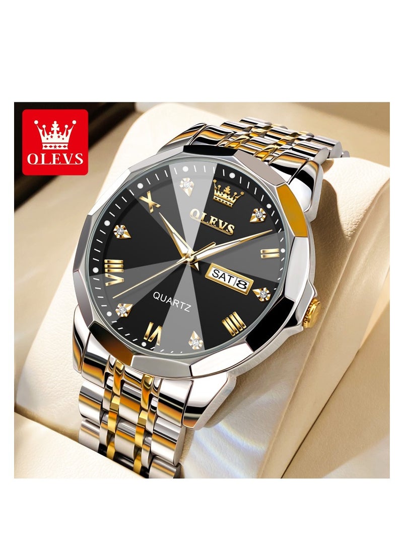 أوليفز ساعة رجال الأعمال مقاومة للماء من الستانلس ستيل مقاس 41 ملم - باللون الأسود - Image 1