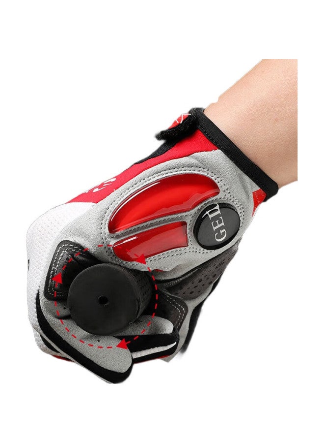 CAVALRY Silicone Full-Finger Gloves For Men And Women, Long-Finger Road And Mountain Bike Shock-Absorbing Gloves, Cycling Equipment, Red And White, Size L - Image 2