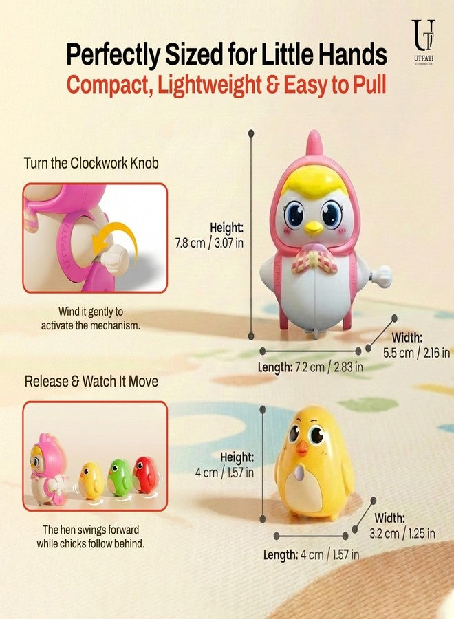 UTPATI Chicken Toys for Kids, Swinging Chain String Magnetic Hen with Chick Learning to Crawl Spring Toy, Crawling Wind-up Duck, Walking Chicken Cute Windup Toy for Boys Girls Toddler. (Pink) - Image 3