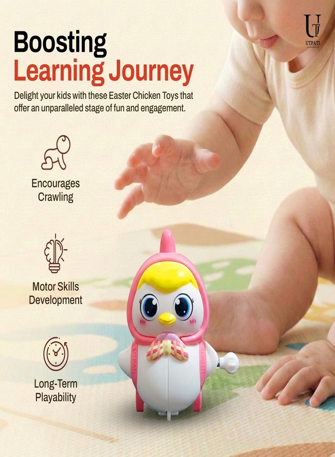 UTPATI Chicken Toys for Kids, Swinging Chain String Magnetic Hen with Chick Learning to Crawl Spring Toy, Crawling Wind-up Duck, Walking Chicken Cute Windup Toy for Boys Girls Toddler. (Pink) - Image 5