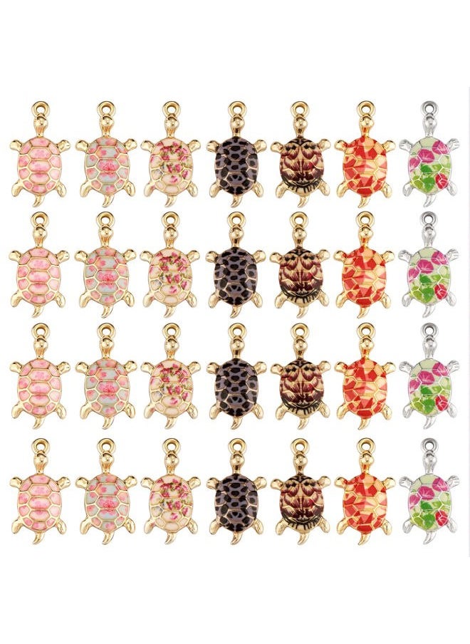 COGCHARGER - 28 Pieces Mixed Colors Turtle Charms Pendant Alloy Turtle Charm Ocean Animal Pendant for Jewelry Necklace Earring Making Crafts - Image 1