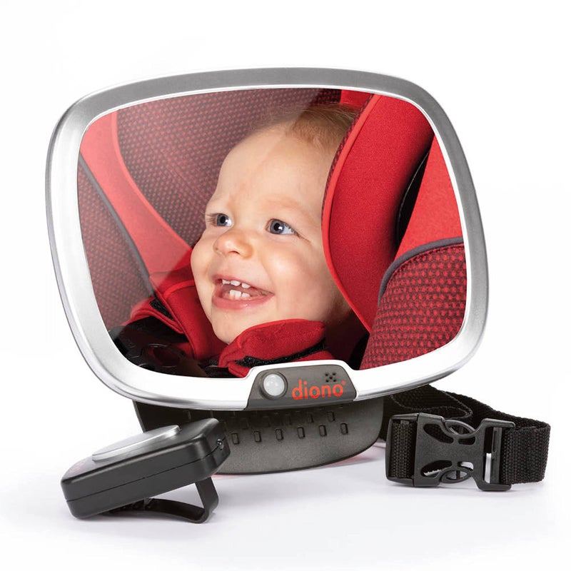 Diono Easy View Plus Baby Car Mirror with Light Safety Car Seat Mirror for Rear Facing Infant with 360 Rotation LED Night Light Wide Crystal Clear View Shatterproof Crash Tested - Image 3