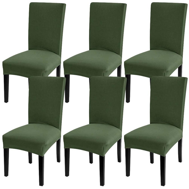 Fuloon 6 Pack Super Fit Stretch Removable Washable Short Dining Chair Protector Cover Seat Slipcover for Hotel Dining Room Ceremony Banquet Wedding Party