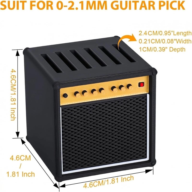 JYCSTE Guitar Pick Holder with Storage Box, Guitar Amp Model Guitar Picks Holder with 5 Celluloid Guitar Picks - Funny Gifts for Musicians and Guitarists - Image 2