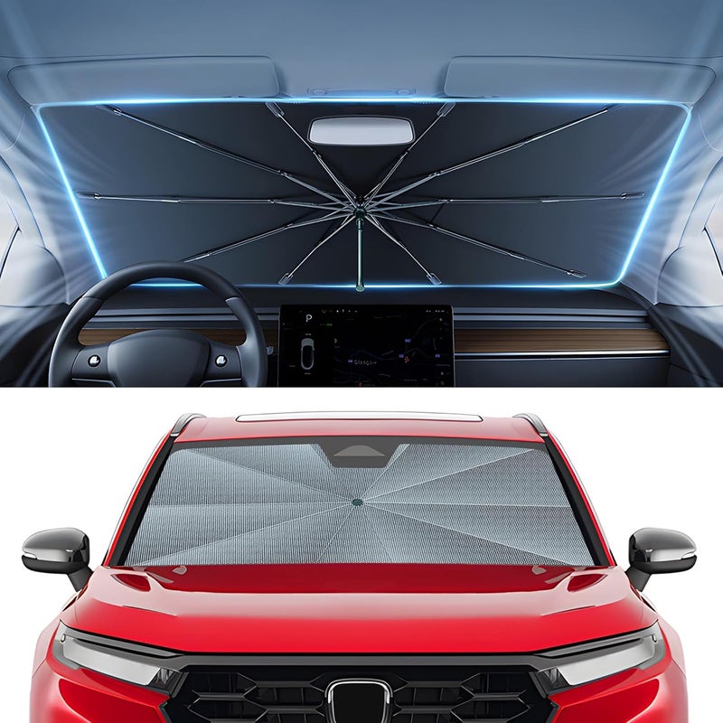 Autorder Windshield Sun Shade Umbrella for 2023-2026 Honda CR-V CRV Accessories,Upgraded Ice Crystal Material,Easy Setup Umbrella Sunshade for Car Windshield,100% Sun Blocking - Image 1