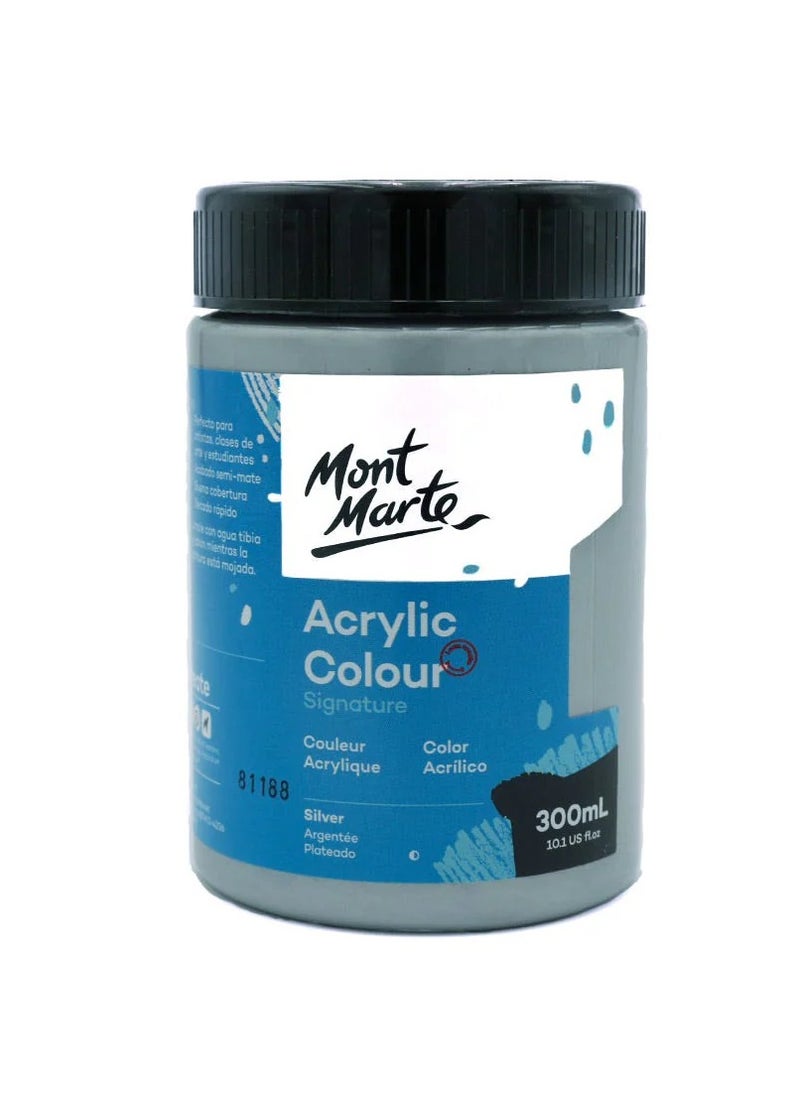 Mont Marte Signature Acrylic Colour 300ml Content Silver 