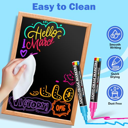 Bstoyder 46 Pack Liquid Chalk Markers for Blackboard, Dry Erase Markers Pens for Chalkboard Calendar Window Car Glass, 6mm Reversible Tip, Dust-Free Chalk Pens for School Bistro Businesses Restaurants - Image 2