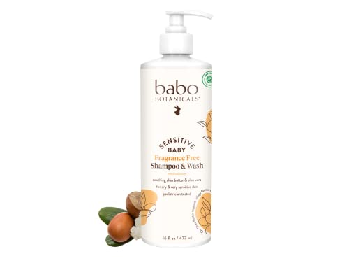 Babo Botanicals FragranceFree 2in1 Baby Shampoo Wash Shea Butter Calendula Aloe EWG Verified CrueltyFree Vegan Pediatrician Tested 16 Fl Oz - Image 1