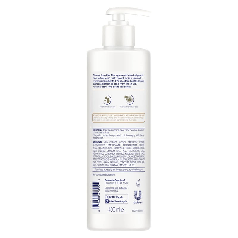 Dove Hair Therapy Conditioner for Damaged Hair Breakage Remedy Hair Conditioner with Nutrient-Lock Serum 13.5 fl oz - Image 3