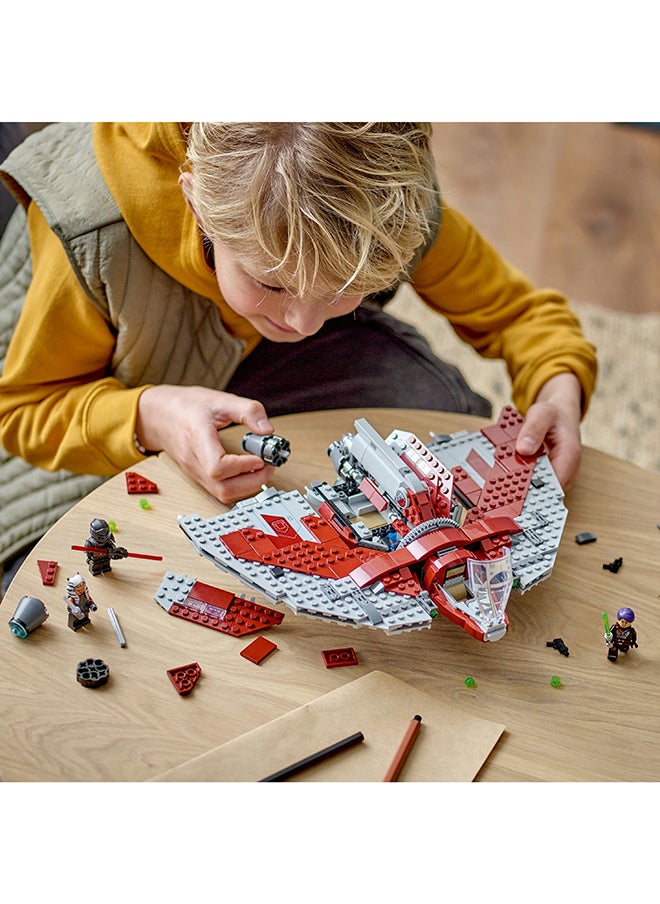 LEGO لعبة بناء طائرة جيدي T-6 لأهسوكَا تَانو من حرب النجوم 75362؛ فكرة هدية ممتعة للأطفال من عمر 9 سنوات فما فوق، تضم مركبة فضائية قابلة للبناء تطلق الكتل و4 شخصيات (601 قطعة)  - Image 4