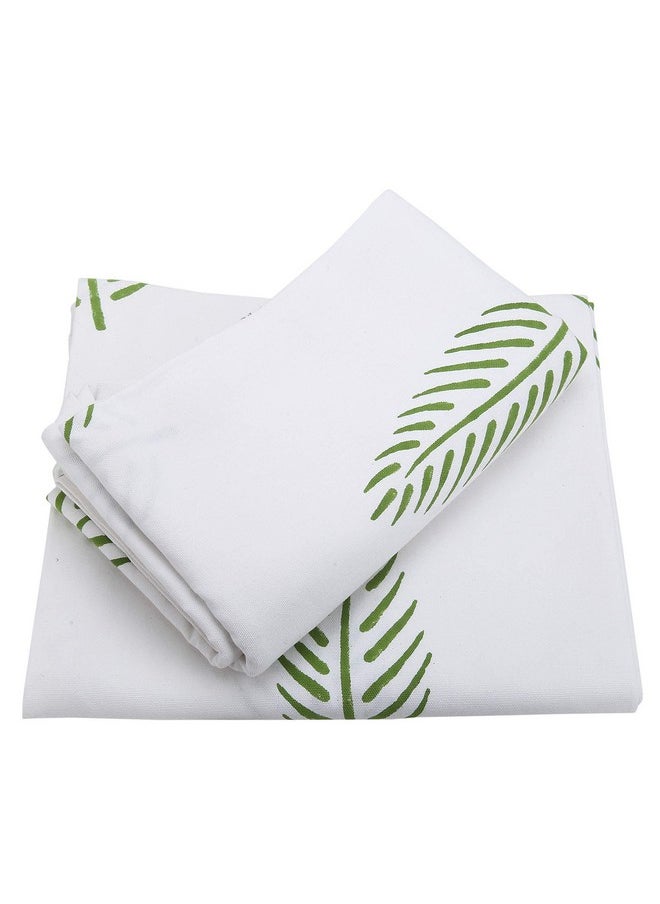 LINENWALAS LINENWALAS Cotton Curtains Set of 2, Canvas Door Curtains for Home Decor, Hangs Elegantly with Back Loops (4.5Ft X 7.5 Ft, Green Leaf) - Sheer, Back Tab  - Image 4