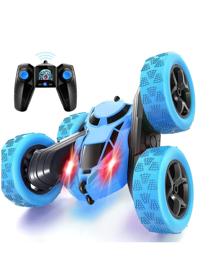 MIXDE Remote Control Car Stunt RC Cars, 90 Min Playtime, 2.4Ghz Double Sided 360° Rotating RC Crawler with Headlights, 4WD Off Road Drift RC Race Car Toy for Boys and Girls Aged 3+ Blue - Image 1