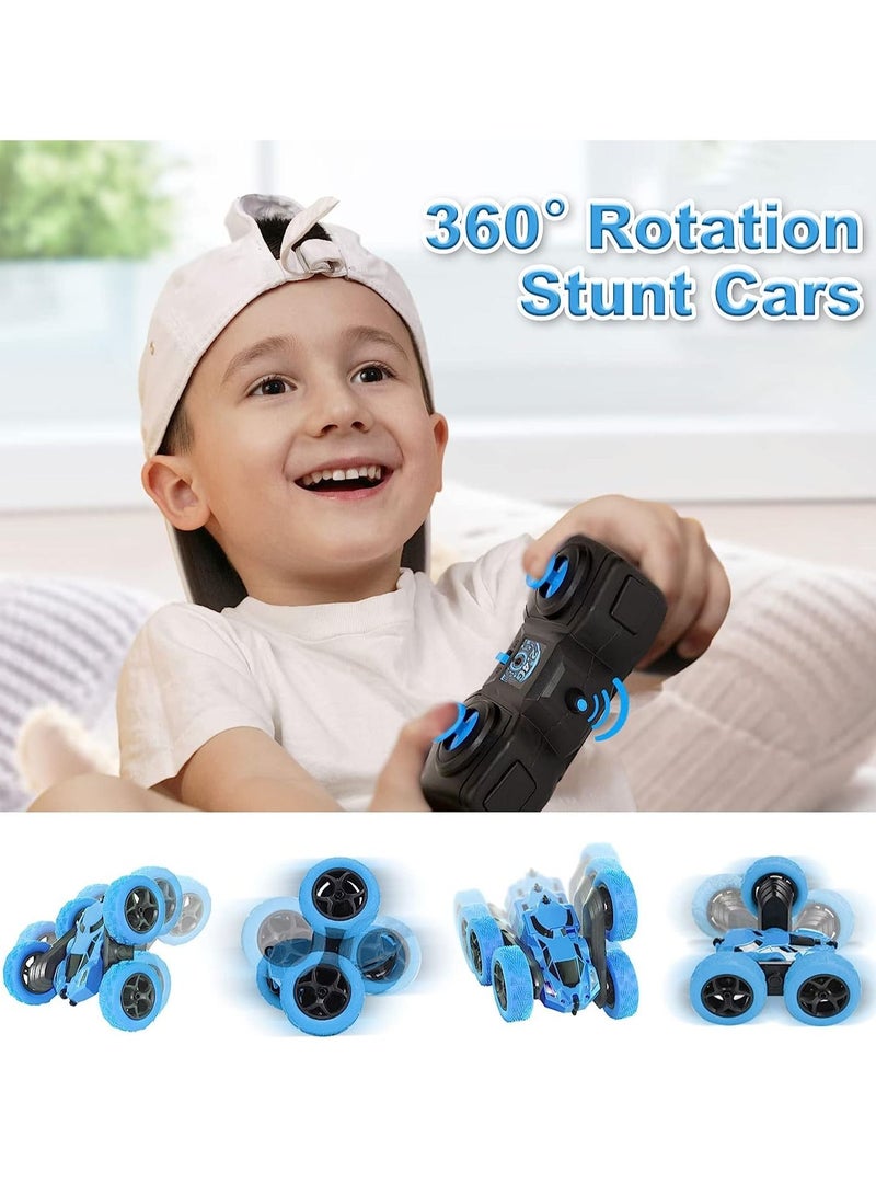 MIXDE Remote Control Car Stunt RC Cars, 90 Min Playtime, 2.4Ghz Double Sided 360° Rotating RC Crawler with Headlights, 4WD Off Road Drift RC Race Car Toy for Boys and Girls Aged 3+ Blue - Image 2