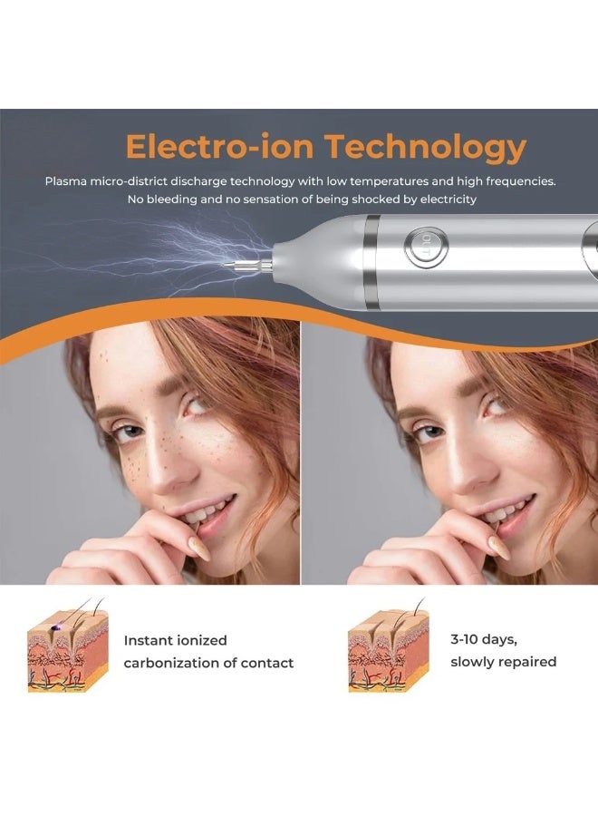 Multifunctional Portable Spot and Mole Removal Device - 19-Level Ionized Carbonized Skin Cleansing Pen, Dual-Light Precision Repair, USB Rechargeable Medical Aesthetic Tool, Suitable for Various Types of Pigmentation and Skin Growths (Silver) - Image 3