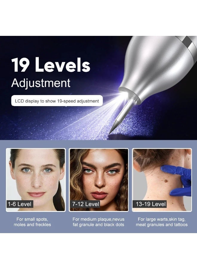 Multifunctional Portable Spot and Mole Removal Device - 19-Level Ionized Carbonized Skin Cleansing Pen, Dual-Light Precision Repair, USB Rechargeable Medical Aesthetic Tool, Suitable for Various Types of Pigmentation and Skin Growths (Silver) - Image 5