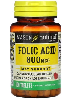 Mason Natural Folic Acid, 800 mcg, 100 Tablets 