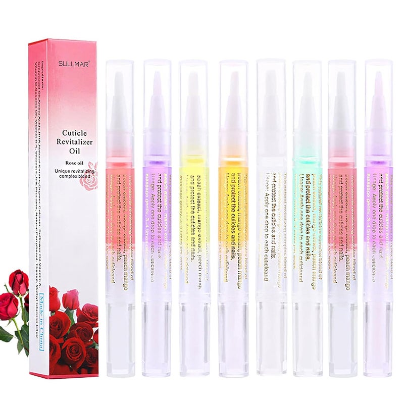 SULLMAR 8Pcs Nail Cuticle Oils Nail Nutrition Oil Pen Nail Nourishment Pens 8 Smell Cuticle Nourish Skin Nail Care (8pcs) - Image 1