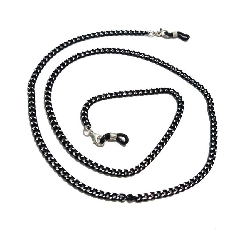 2 pcs Multipurpose Strap Non-skid Glasses Rope Aluminum Chain Black - Image 2
