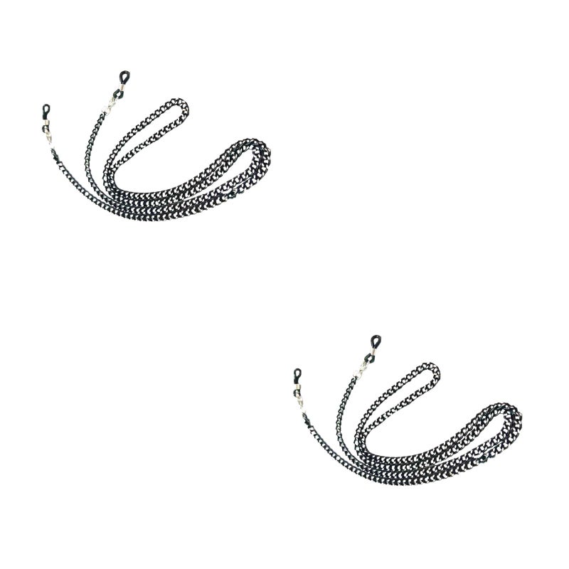 2 pcs Multipurpose Strap Non-skid Glasses Rope Aluminum Chain Black - Image 1