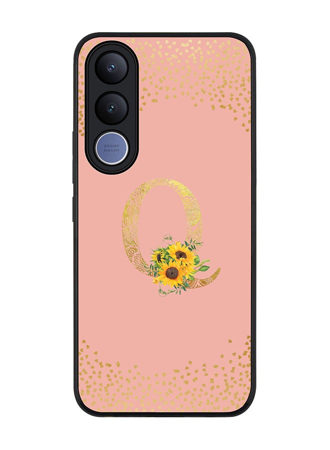 Stylizedd For vivo V70 FE Case,Slim fit Camera Protection, Shockproof Thin Phone cover  - Custom Floral Monogram - Q  (Rose Pink ) - Image 1