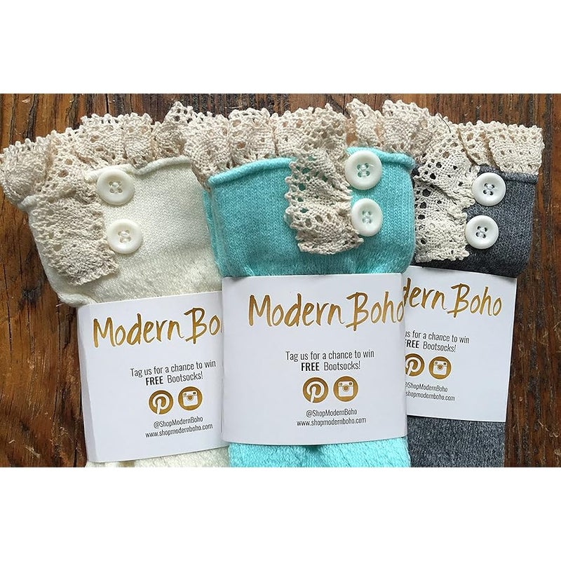 Modern Boho The Original on Boot Socks with Lace Trim Boutique Socks by - Image 5