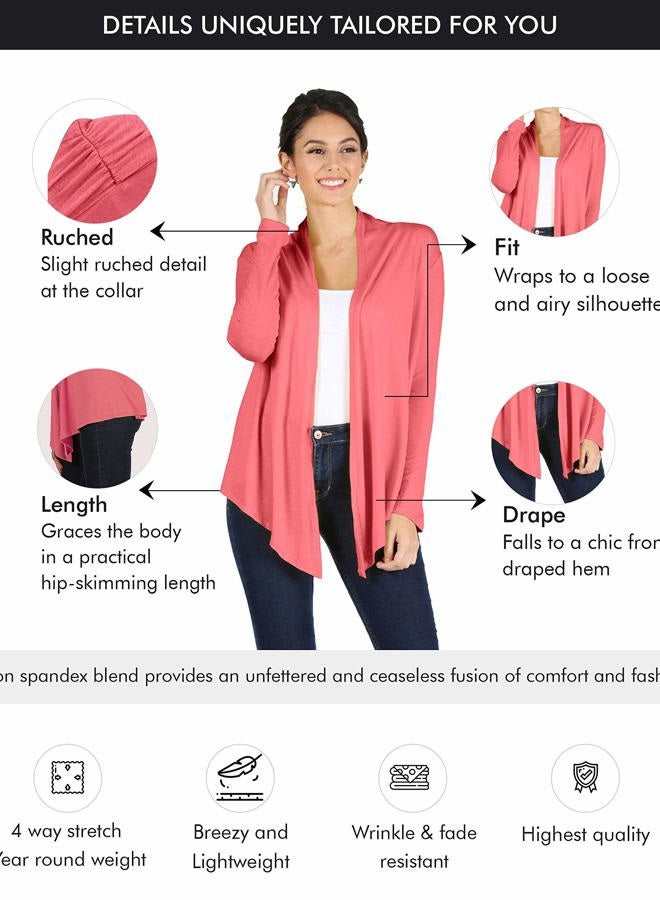 Simlu Lightweight Cardigans for Women Reg and Plus Size Light Cardigans for Women Summer Long Sleeves, Heather Grey, 3XL - Image 5
