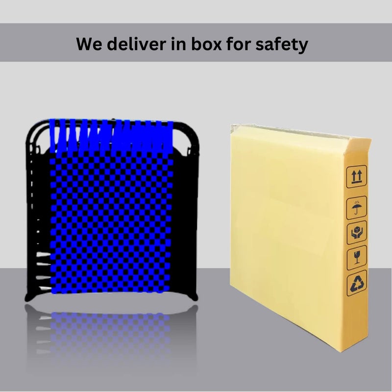 LUSTER Multipurpose Portable Single Folding Bed Space Saving Heavy Duty Foldable Bed Frame For Sleeping Bed Sturdy Metal Bed Frame Modern Design 3X6 Feet Blue Synthetic Niwar Strip Painted - Image 5