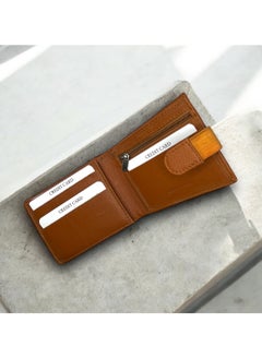 MARIO DRAFTS Men Leather Bifold Wallet with Credit Card Slots, Tan  - Image 4