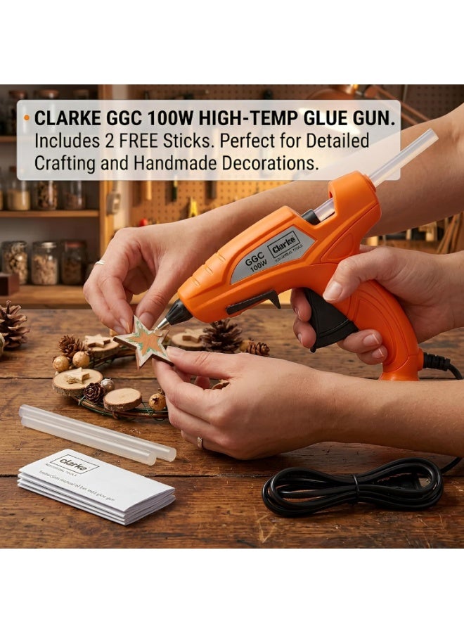 CLARKE TOOLS Clarke 100W Hot Glue Gun – 220V-240V 50/60Hz High Performance Glue Gun with 12-16g/min Flow Rate, 3-5 Min Preheat Time, Includes 2 Free Glue Sticks (11.2x150mm) - Image 5