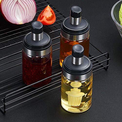DENSITY COLLECTION Kitchen High Borosilicate Glass Spice Jars Seasonning Box Jar Condiment Jar,Combination Spoon and Lid Design,Premium Commercial Grade 250ml (3 Pcs,Spoon jar+3 Pcs Brush Spoon Jar) - Image 2