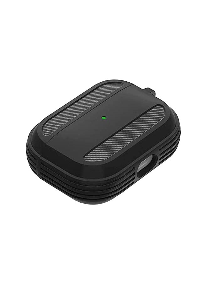 KASTWAVE - Air Pods Pro Case Cover Rugged Armor Designed Shock Absorbing Protective Case With Keychain Waterproof Silicone Cover Air Pods Accessories For Air Pods Pro Charging Case Black - Image 1